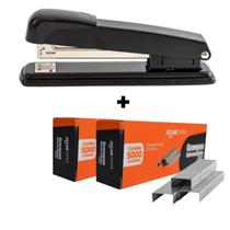 Kit Grampeador Metal Preto Grande 15cm + 10000 Grampos 26/6 Galvanizado Ideal para Escritórios Lojas Escolas Kit Grampeador Metal Preto Grande 15cm + 10000 Grampos 26/6 Galvanizado Ideal para Escritórios Lojas Escolas