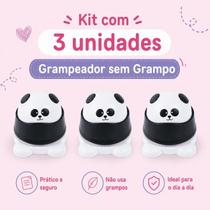 Kit Grampeador Sem Grampo Panda Grampeia até 6 Folhas - Kit Grampeador Sem Grampo Panda Grampeia até 6 Folhas -