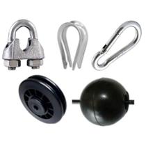 Kit Grampo Clip 3,2mm 1/8 + Roldana PP 100mm + Anilha Sapatilho Prendedor 1/8 3,18mm + Mosquetão Vonder 7mmx70mm + Bolinha Terminal Kit Grampo Clip 3,2mm 1/8 + Roldana PP 100mm + Anilha Sapatilho Prendedor 1/8 3,18mm + Mosquetão Vonder 7mmx70mm + Bolinha Terminal