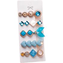 Kit Grampos de Cabelo Geométricos Azul (5 Peças) Kit Grampos de Cabelo Geométricos Azul (5 Peças)