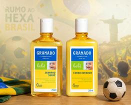 Kit Granado Bebê Shampoo Suave Condicionador 250ml Cada Higiene Delicada Hidratação e Brilho para os Cabelos. Leve 1 sabonete de brinde. Kit Granado Bebê Shampoo Suave Condicionador 250ml Cada Higiene Delicada Hidratação e Brilho para os Cabelos. Leve 1 sabonete de brinde.