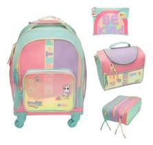 Kit Grande Mochila 4 Rodinhas 360 Graus Color Block Puket