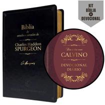 Kit Grandes Pregadores: 1 Bíblia Preta NVT Charles Spurgeon + Calvino Dia a Dia Devocional - Estudo