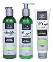 Kit Grandha Straight Shampoo Condicionador E Oil Cup Kit Grandha Straight Shampoo Condicionador E Oil Cup