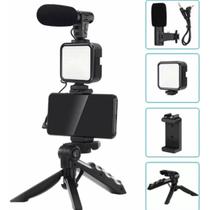 Kit Gravação 5 Em 1 Live Tripé Celular Suporte Led Microfone Kit Gravação 5 Em 1 Live Tripé Celular Suporte Led Microfone