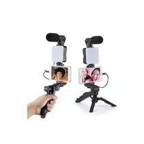 Kit Gravação 5em 1 Vídeo Tripé Led Celular Selfie Microfone