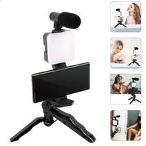 Kit Gravação Celular Led Tripé Microfone Suporte Universal Eficiência e Qualidade