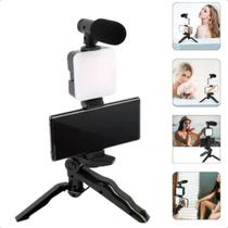 Kit Gravação Celular Led Tripé Microfone Suporte Universal Eficiência e Qualidade Kit Gravação Celular Led Tripé Microfone Suporte Universal Eficiência e Qualidade