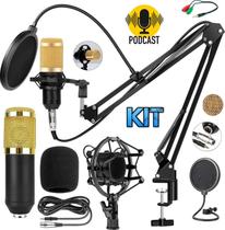 Kit Gravação De Vídeo Profissional Microfone Condensador de Mesa Cardióide Unidirecional Podcast Voz e Violão Youtuber - LEFFA SHOP