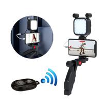 Kit Gravação Iluminador com Microfone Mini Tripé 10cm Suporte para Celular e Controle Mamen 11-LM Kit Gravação Iluminador com Microfone Mini Tripé 10cm Suporte para Celular e Controle Mamen 11-LM