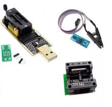 Kit Gravador de Eprom Ch341a + Pinça Guarra Jacaré + Adaptador 200 mil