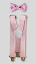 Kit Gravata e Suspensório Infantil Rosa Poliéster