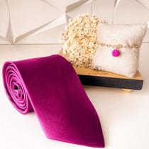 Kit gravata mais pulseira para padrinhos de casamento rosa fúcsia gravata tecido cetim e pulseira madrinha folhada