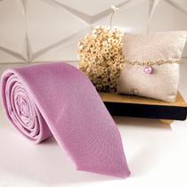 Kit gravata mais pulseira para padrinhos de casamento rose gravata tecido fosco e pulseira madrinha folhada