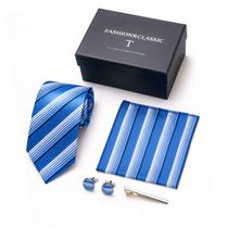 Kit Gravata Masculina Lenço Poliester Preto Casamento