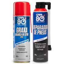 Kit Graxa Branca De Lítio Spray E Reparador De Pneu Car80 Kit Graxa Branca De Lítio Spray E Reparador De Pneu Car80