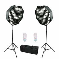 Kit Greika Agata Iii Luz Dupla 270w C/ Softbox 55cm