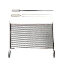 Kit Grelha Expandida Inox 40x60 Espetos Duplo e Espada 50cm Kit Grelha Expandida Inox 40x60 Espetos Duplo e Espada 50cm