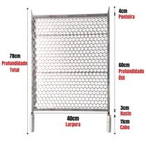 Kit Grelha Inox 40x60 E 6 Espetos E Pegador Carnes Churrasco