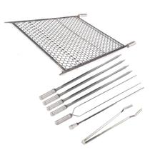 Kit Grelha Inox 40x60 E 6 Espetos E Pegador Carnes Churrasco Kit Grelha Inox 40x60 E 6 Espetos E Pegador Carnes Churrasco