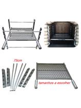 Kit grelha moeda inox com suporte de churrasqueira 5 niveis até 75cm largura