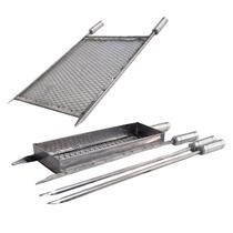 Kit Grelhas 40x40 com Espetos Churrasco Cesto Espetinho (P)