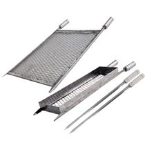 Kit Grelhas 40x50 Espetos Churrasco Cesto Espetinho M Kit Grelhas 40x50 Espetos Churrasco Cesto Espetinho M
