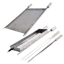 Kit Grelhas 40x50 Espetos Misto Churrasco Cesto Espetinho M Kit Grelhas 40x50 Espetos Misto Churrasco Cesto Espetinho M