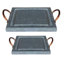 Kit Grelhas Para Carnes Servir Porção Pedra Sabão P e G
