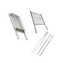 Kit Grelhas Parrilla Tipo Argentina + Grelha Moeda + 3 Espetos 40 X 40cm em Aço Inox Kit Grelhas Parrilla Tipo Argentina + Grelha Moeda + 3 Espetos 40 X 40cm em Aço Inox