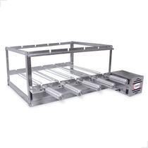 Kit Grill Elétrico Inox Para Churrasqueira Alvenaria 5 Espetos Giratório Direito