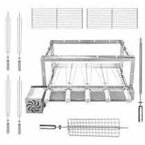 Kit Grill Giratório Churrasqueira Grill Gira Inox 5 Espetos