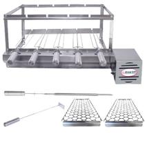 Kit Grill Inox Gira 5 Espetos Brasa Grill: Sabor Autêntico no Seu Churrasco!