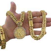 Kit Grumet 13mm + Pingente Letra Medalha Cravejada Ouro Kit Grumet 13mm + Pingente Letra Medalha Cravejada Ouro