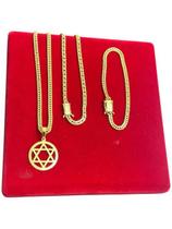 Kit Grumet 5mm + Pingente Estrela de Davi Redonda Vazada m Banhado a Ouro 18k