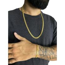 Kit Grumet 7mm Cordão + Pulseira - Banhado a Ouro 18k