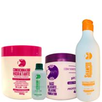 Kit Guanidina Base Relaxante + Shampoo Neutralizante + Condicionador Hidratante e Ativador