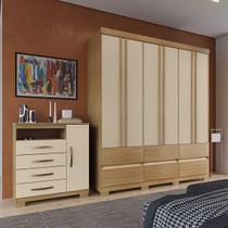 Kit Guarda Roupa Casal Arizona 6 Portas e Cômoda 1 Porta e 4 Gavetas Aspen I01 - Clique Chique Móveis Kit Guarda Roupa Casal Arizona 6 Portas e Cômoda 1 Porta e 4 Gavetas Aspen I01 - Clique Chique Móveis