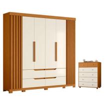 Kit Guarda Roupa Casal Doble 6 Portas de Bater 6 Gavetas MDP Cinamomo Off White Kit Guarda Roupa Casal Doble 6 Portas de Bater 6 Gavetas MDP Cinamomo Off White