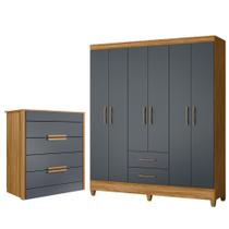 Kit Guarda Roupa Casal Panamá e Cômoda Dhara