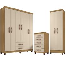 Kit Guarda Roupa Casal Porto Belo 6 Portas 2 Gavetas, Cômoda 5 Gavetas Porto Belo e Multiuso Cairo Carvalho I01Off White Clique Chique Kit Guarda Roupa Casal Porto Belo 6 Portas 2 Gavetas, Cômoda 5 Gavetas Porto Belo e Multiuso Cairo Carvalho I01Off White Clique Chique