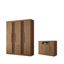 Kit Guarda Roupa e Cômoda Denver Jatoba