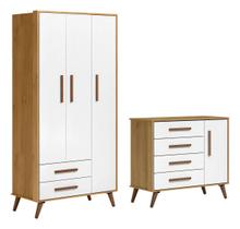 Kit Guarda Roupa E Cômoda Para Quarto Infanto Juvenil Freijó Branco Qmovi