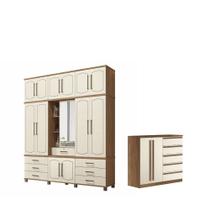 Kit Guarda Roupa e Cômoda Tóquio Jatoba Areia