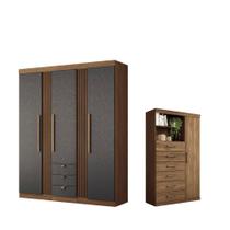 Kit Guarda Roupa e Multi Uso Veronica Jatoba Gafite Kit Guarda Roupa e Multi Uso Veronica Jatoba Gafite