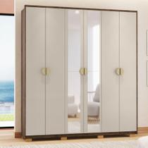 Kit Guarda Roupa Espelho e Cômoda Sapatelira Bali Imbuia Fendi