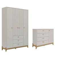 Kit Guarda Roupa Infantil e Cômoda Bebê Cocada MDF Permobili - Kit Guarda Roupa Infantil e Cômoda Bebê Cocada MDF Permobili -
