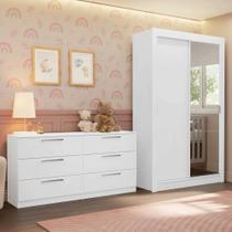 Kit Guarda-roupa Infantil Milano 2 Portas + Cômoda Madesa Kit Guarda-roupa Infantil Milano 2 Portas + Cômoda Madesa