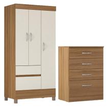 Kit Guarda Roupa Solteiro 3 Portas Wind Cômoda Astral