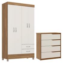 Kit Guarda Roupa Solteiro 4 Portas Astro Cômoda Atria